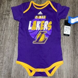 NWT Adidas Purple and Gold Lakers Baby Bodysuit